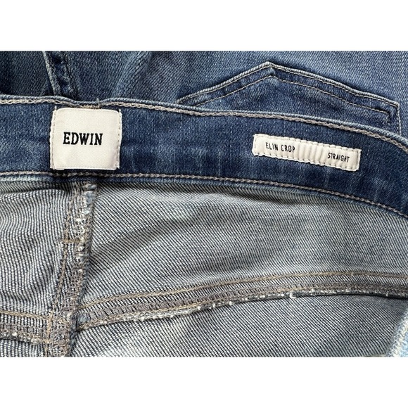 EDWIN‎ Elin Crop Straight Jeans Norway Destructed Womens Size 32 - Picture 7 of 9